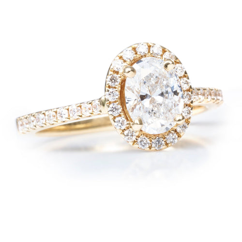 14k Yellow Gold Diamond Halo Ring