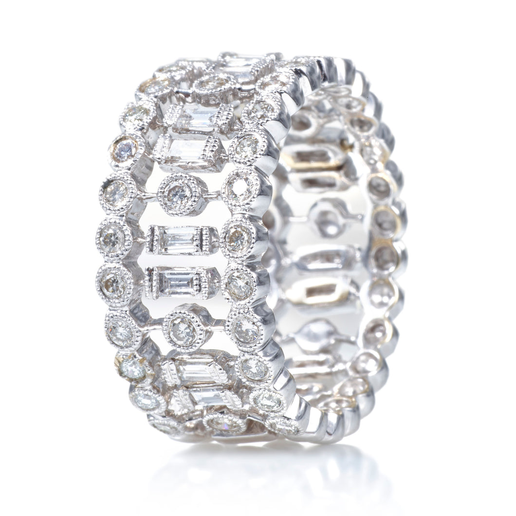 Baguette Cut Diamond Band Ring in 14k White Gold
