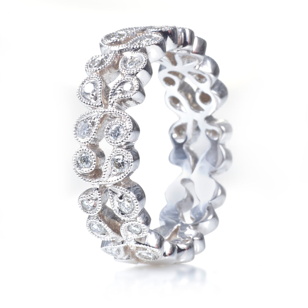 Round Cut Diamond Band in 14k White Gold