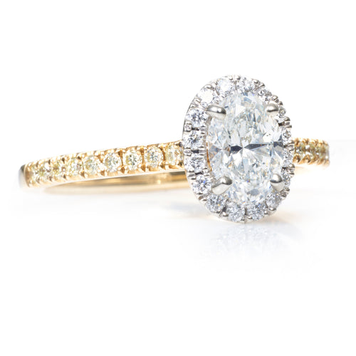 14k Yellow and White Gold Diamond Halo Ring