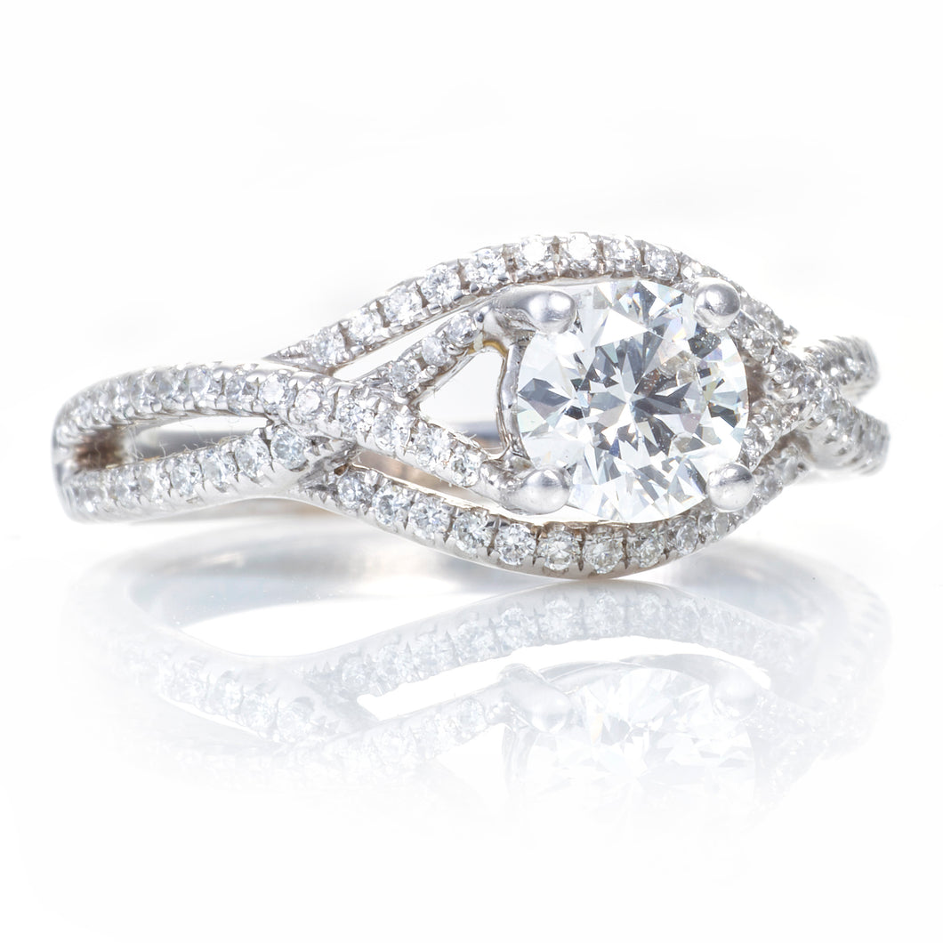 Custom-Made Criss Cross Diamond Ring in 18k White Gold