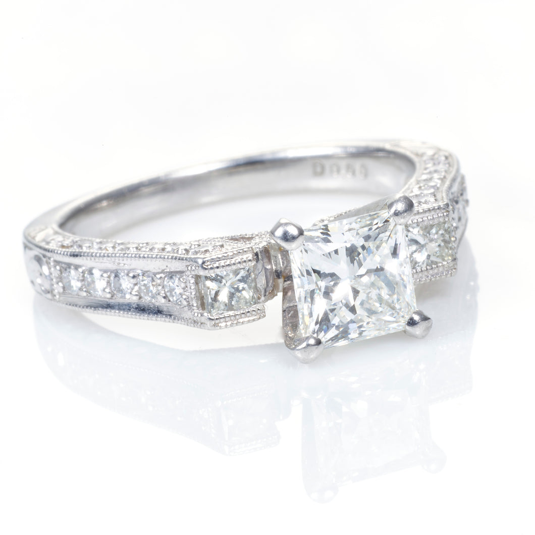 Platinum Diamond Princess Round Cut Ring