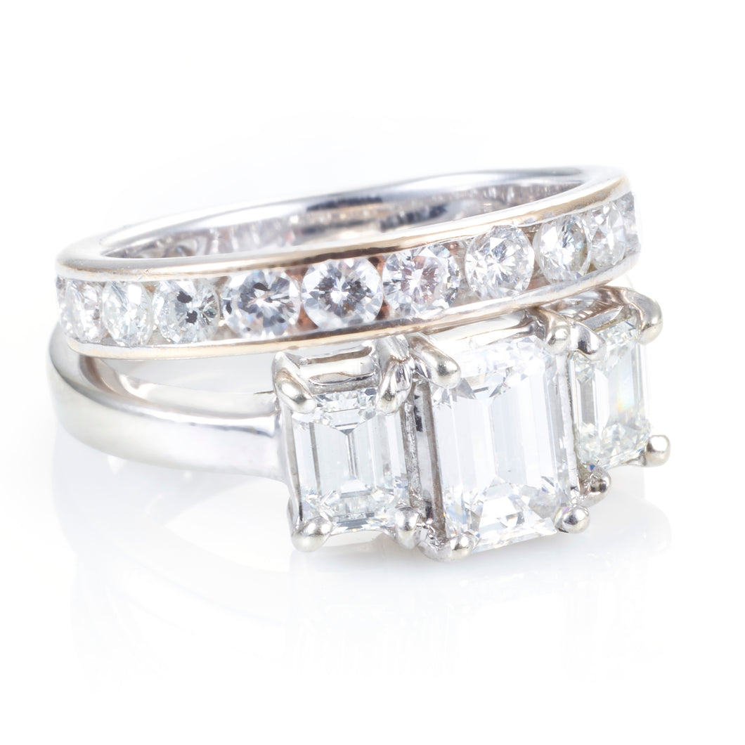 Custom-Made Diamond Ring Bridal Set in 14k White Gold