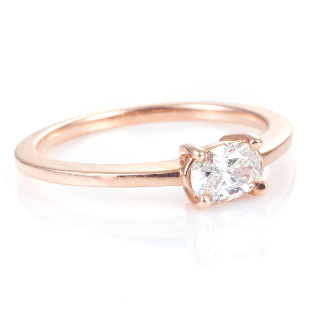 Rose Gold Horizontal Oval Diamond Ring