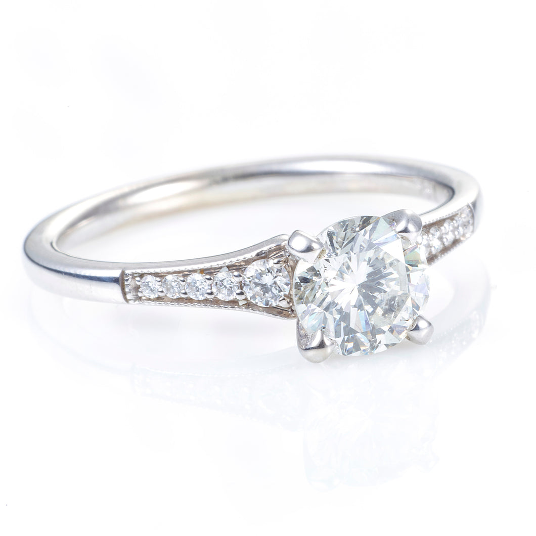 Custom-Made 18k White Gold Diamond Ring