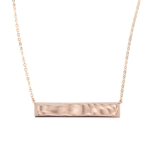 14k Rose Gold Engravable Bar Necklace