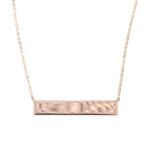 14k Rose Gold Engravable Bar Necklace