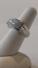 Load and play video in Gallery viewer, 14k White Gold Lavender Jade Men&#39;s Saddle Ring
