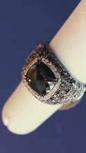 Load and play video in Gallery viewer, 18k White Gold Black Diamond and Champagne Halo Ring
