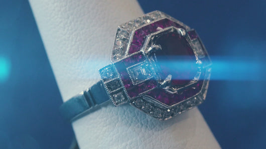 Vintage Style 2 Carat Ruby and Diamond Ring in Platinum video thumbnail